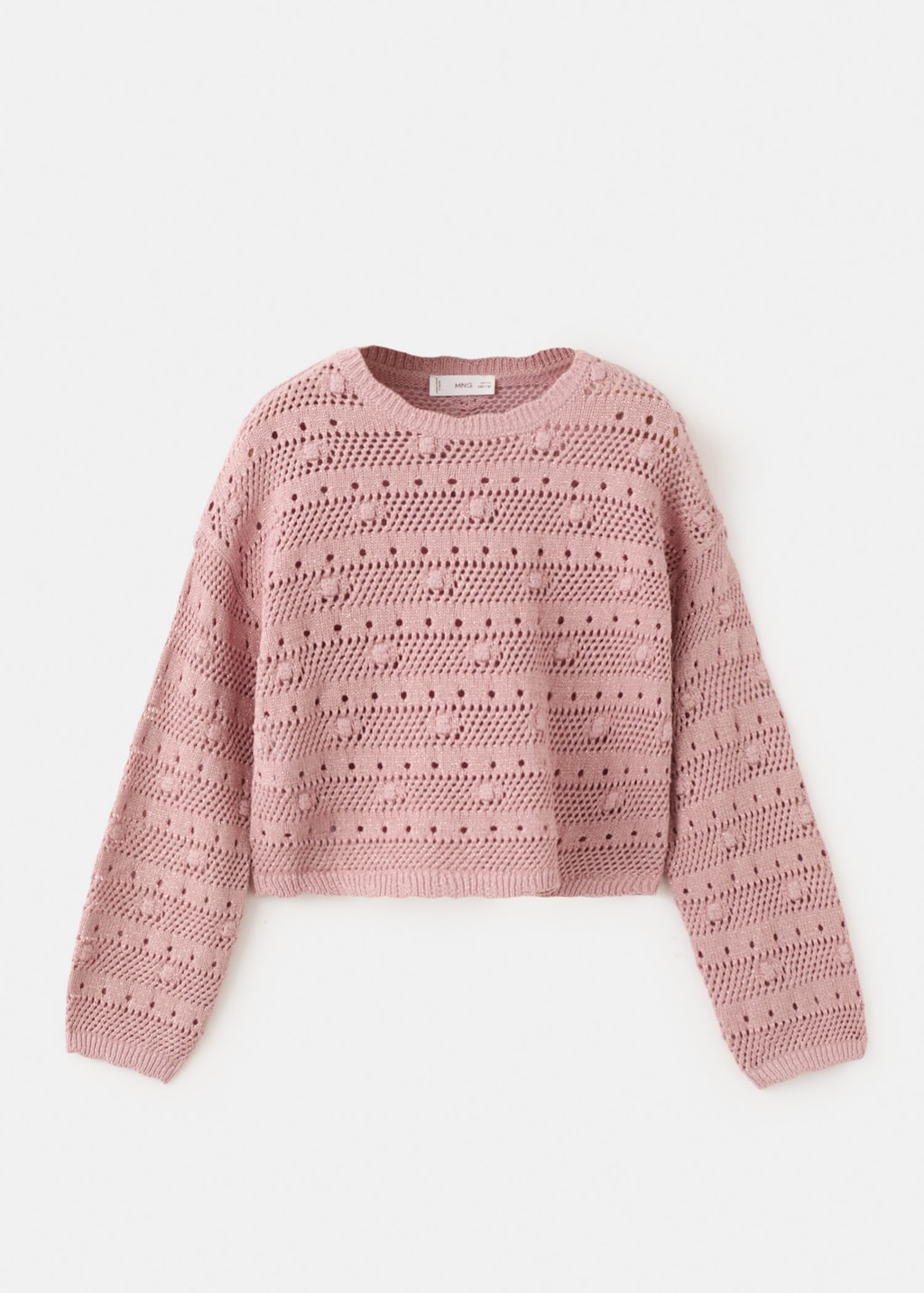 Mango Kids' Openwork Knit Sweater Pink