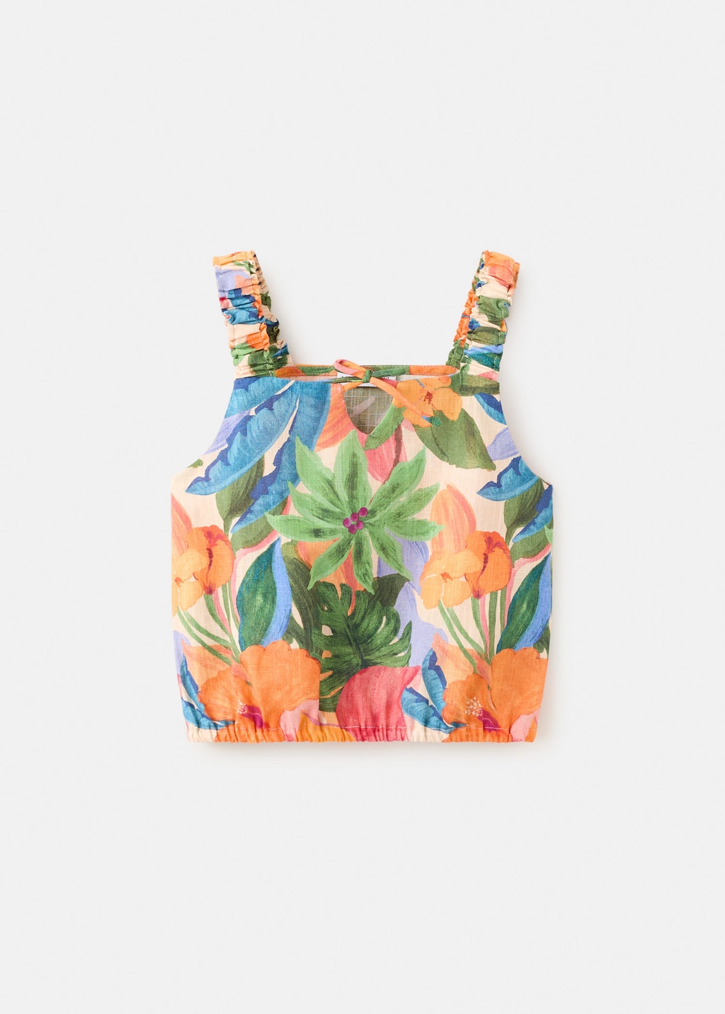 Mango Kids' Tropical Print Blouse In Orange