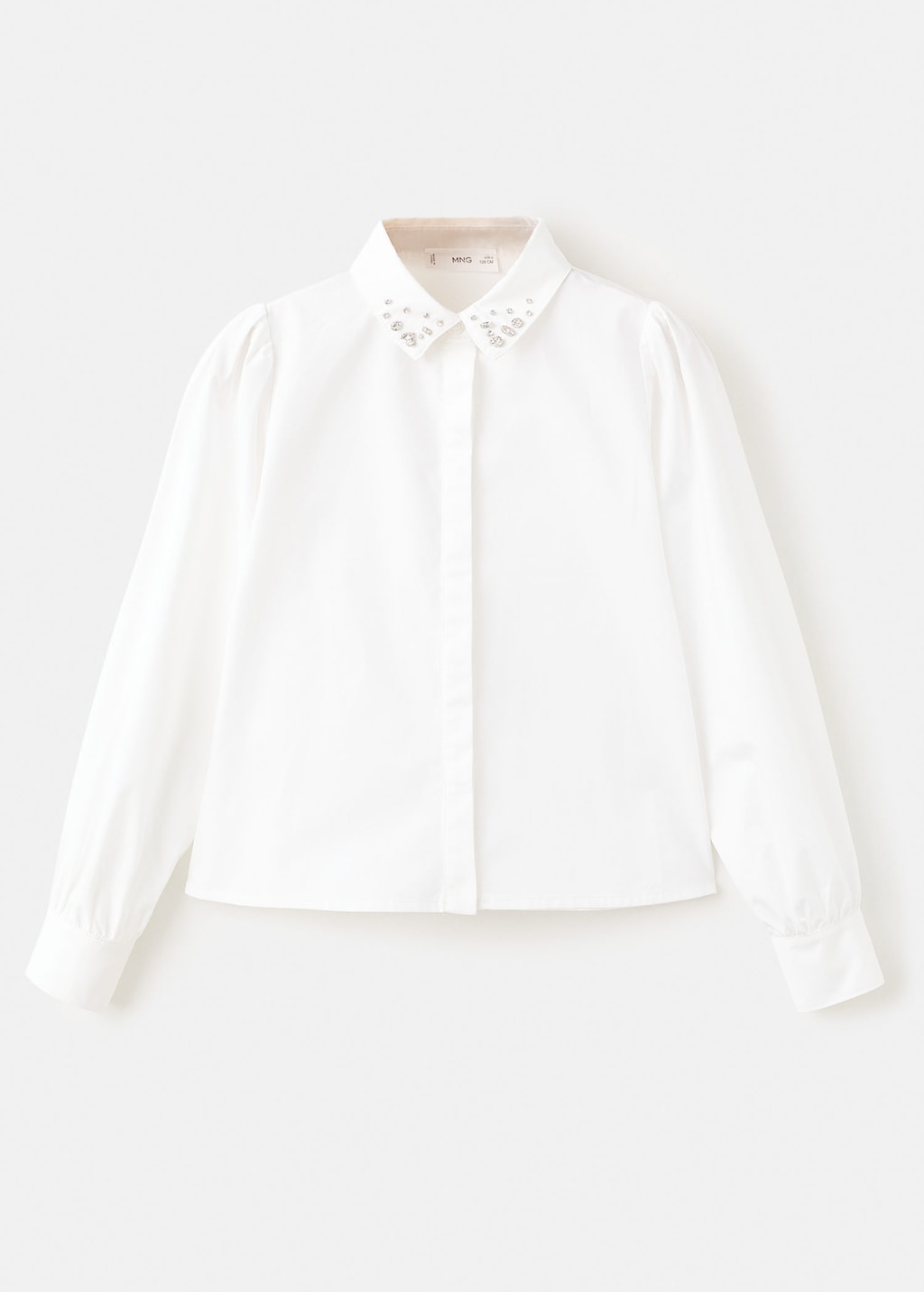 Mango Kids' Cotton Shirt With Embellishments White