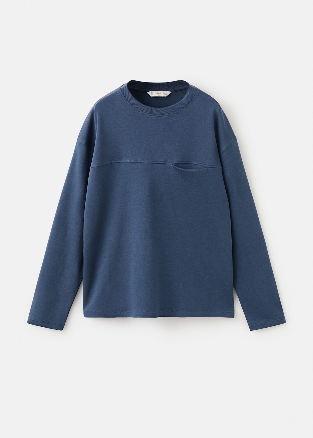 Mango Kids' T-shirt With Pocket And Seam Detail In Blue