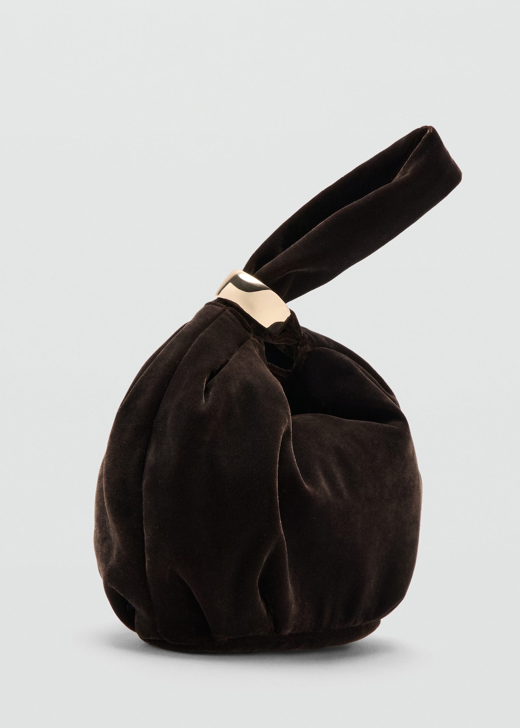 Mango Sac À Main En Velours Détail Métallique Chocolat - Femme - Taille Unique - In Brown