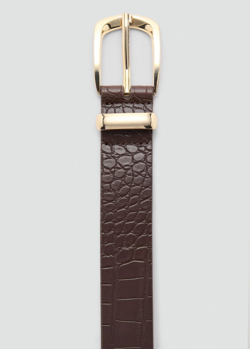 Mango Ceinture Simili-cuir Effet Croco Marron - Femme - L - In Brown