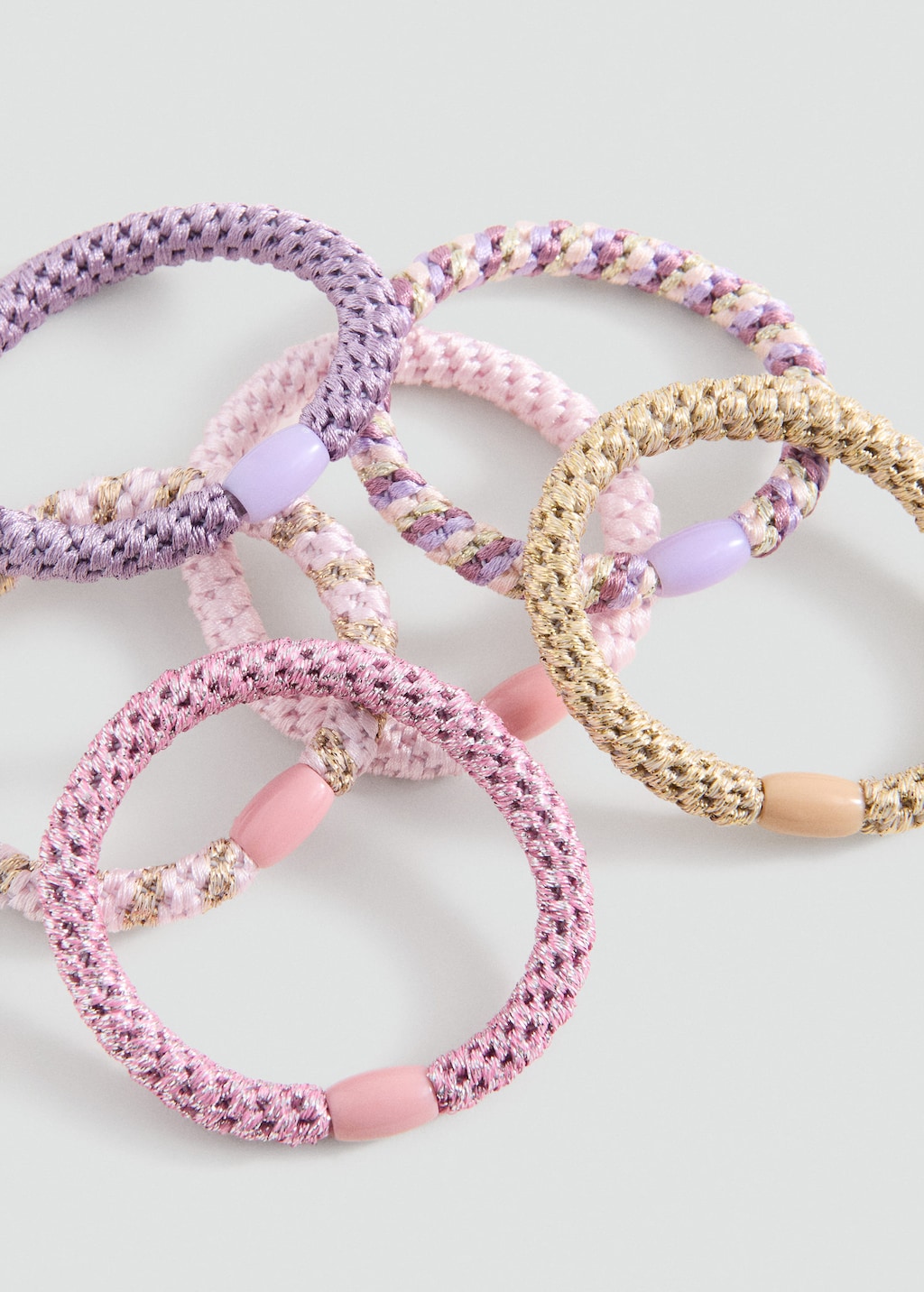 Mango Kids' Pack 6 Hair Ties Pale Pink In Multi