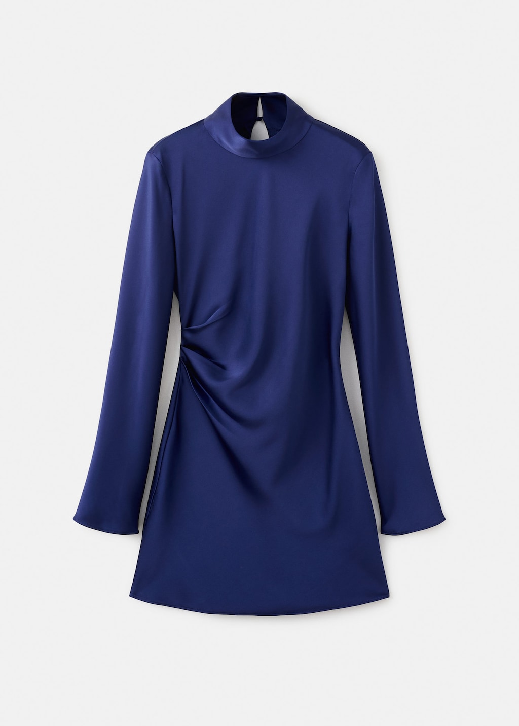 Mango Robe Satinée Col Montant Bleu Indigo - Femme - Xs - In Blue