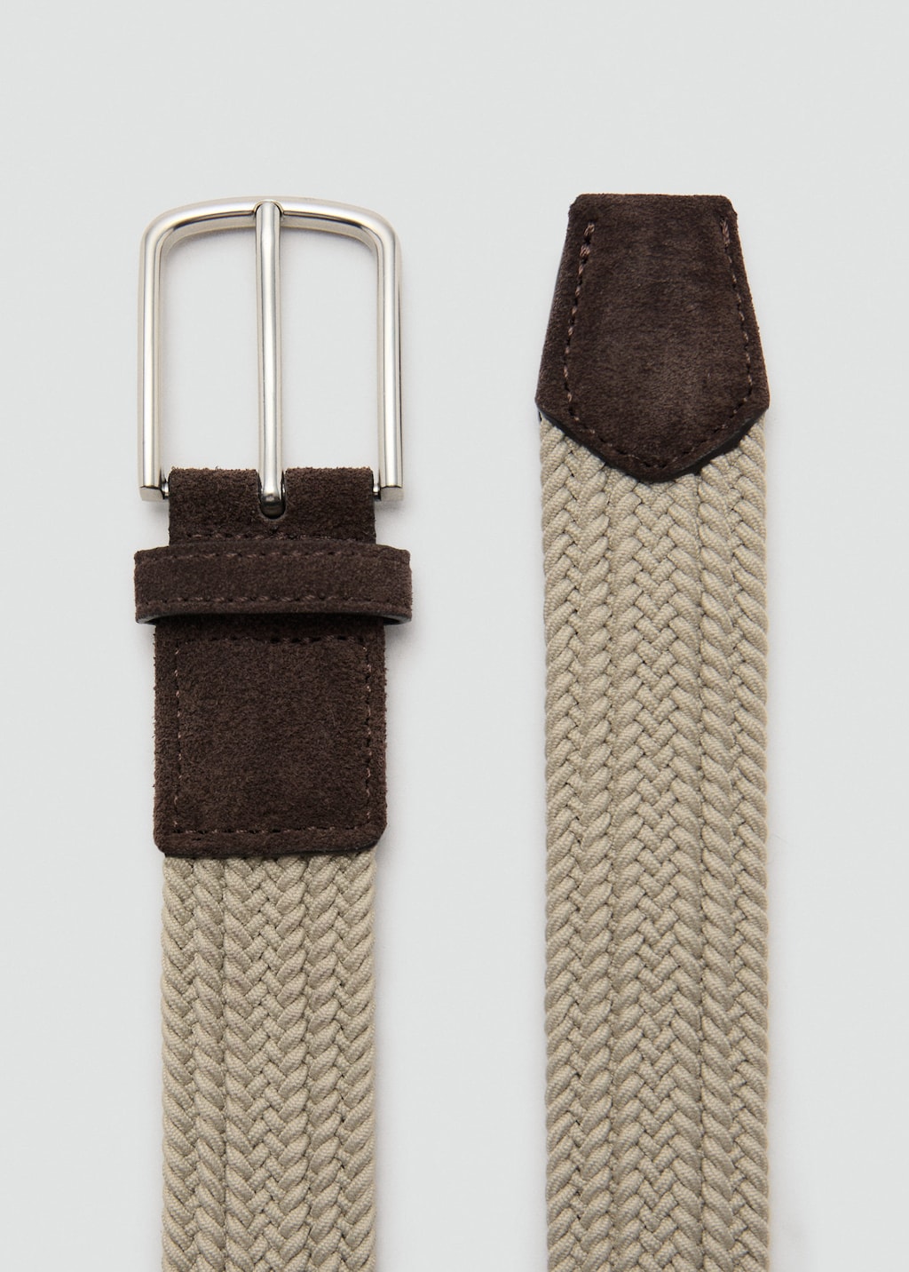 Mango Man Braided Elastic Belt Beige In Sand