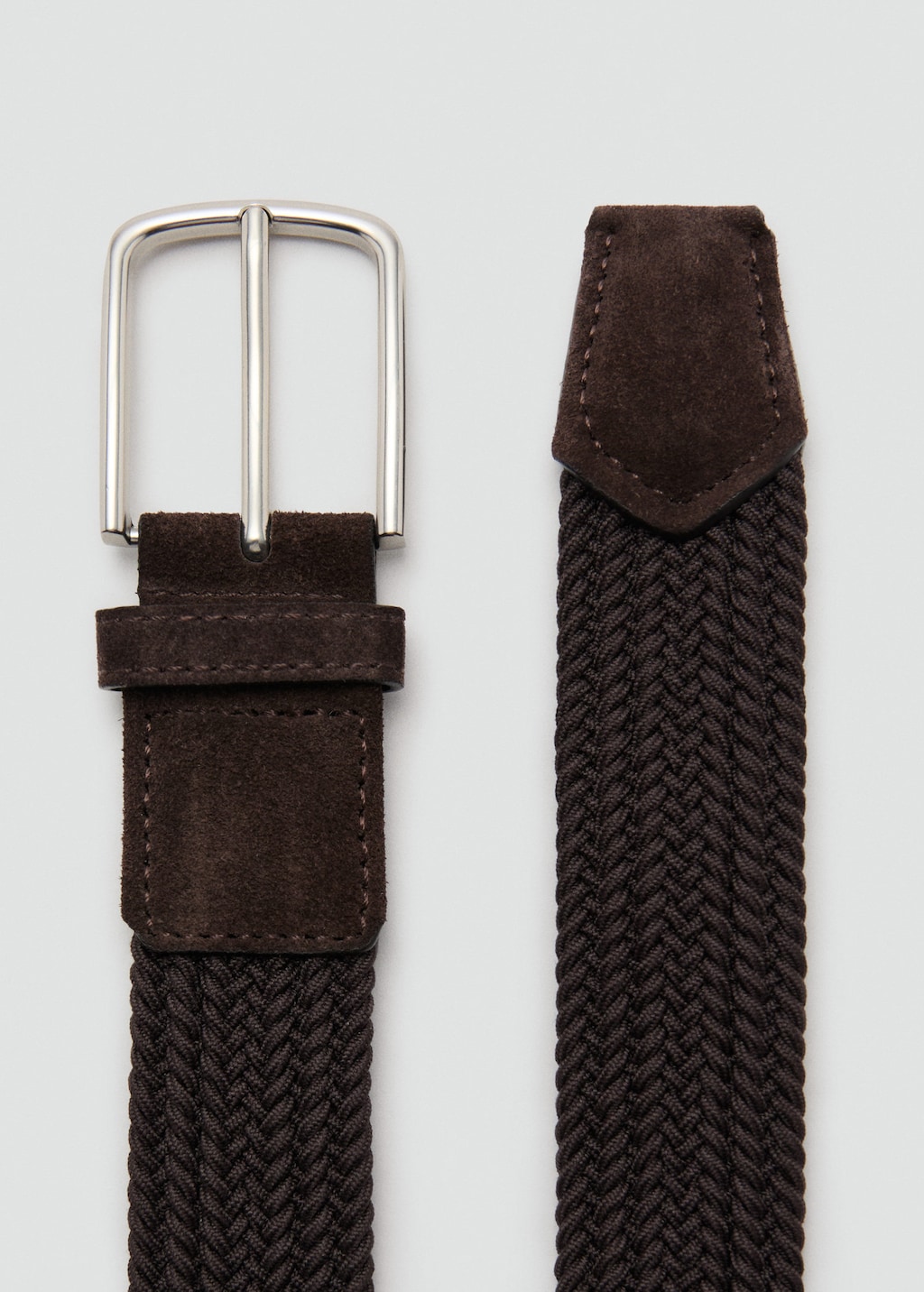 Mango Man Braided Elastic Belt Chocolate In Brown
