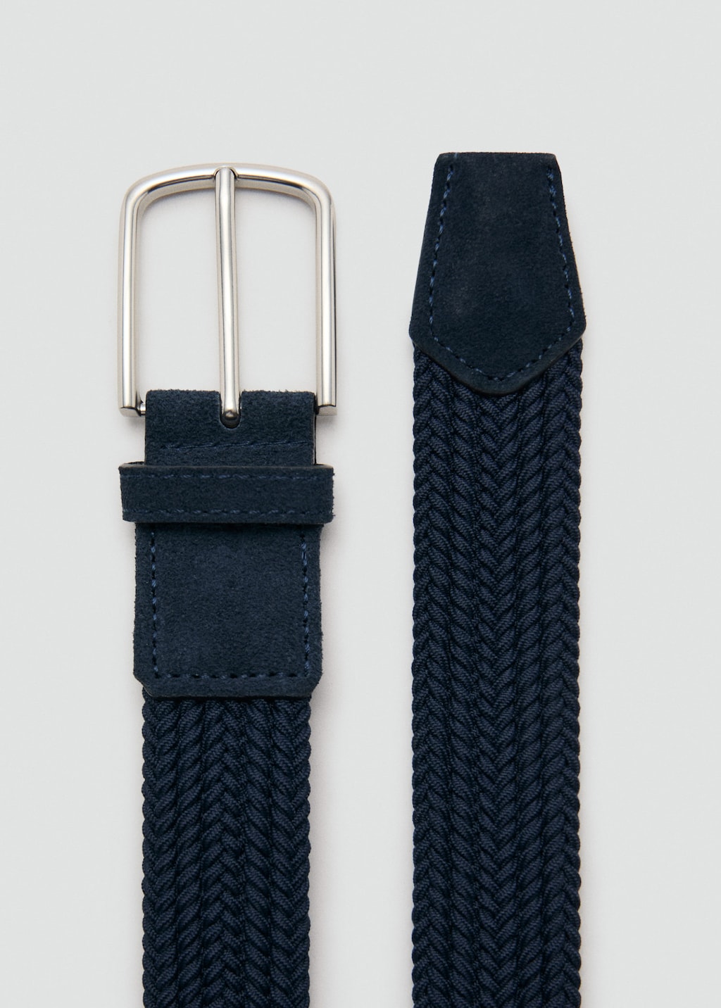 Mango Man Braided Elastic Belt Navy In Blue