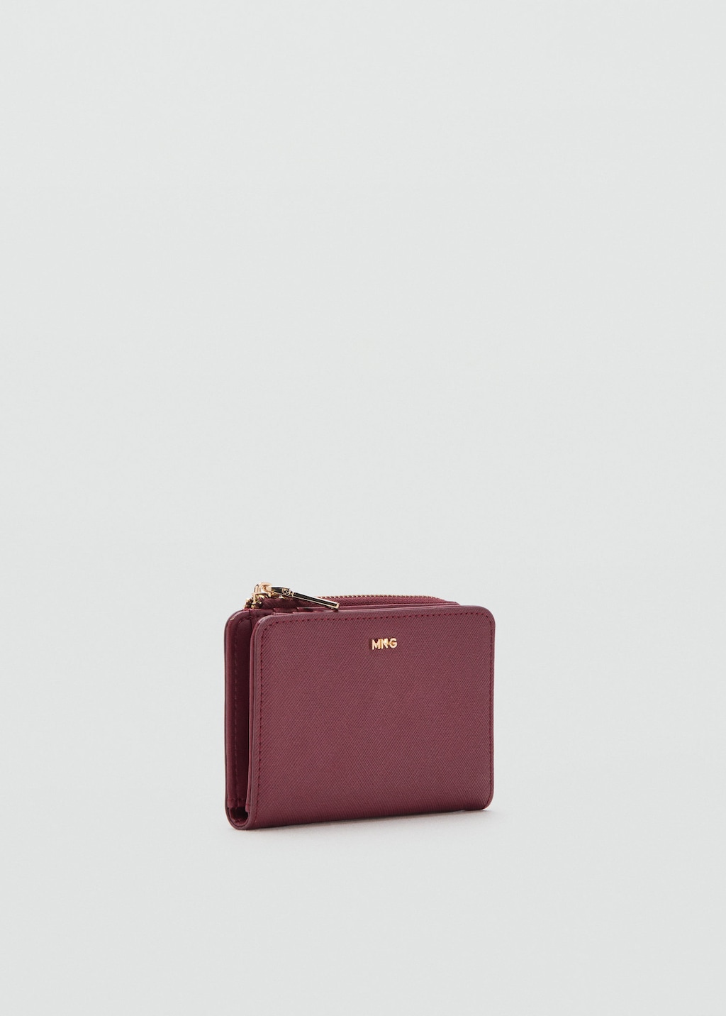 Mango Safiano-effect Wallet With Flap Burgundy In Brown