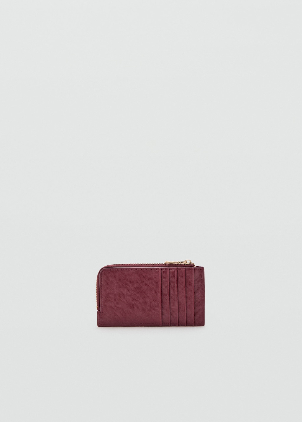 Mango Saffiano-effect Card Holder With Zip Burgundy