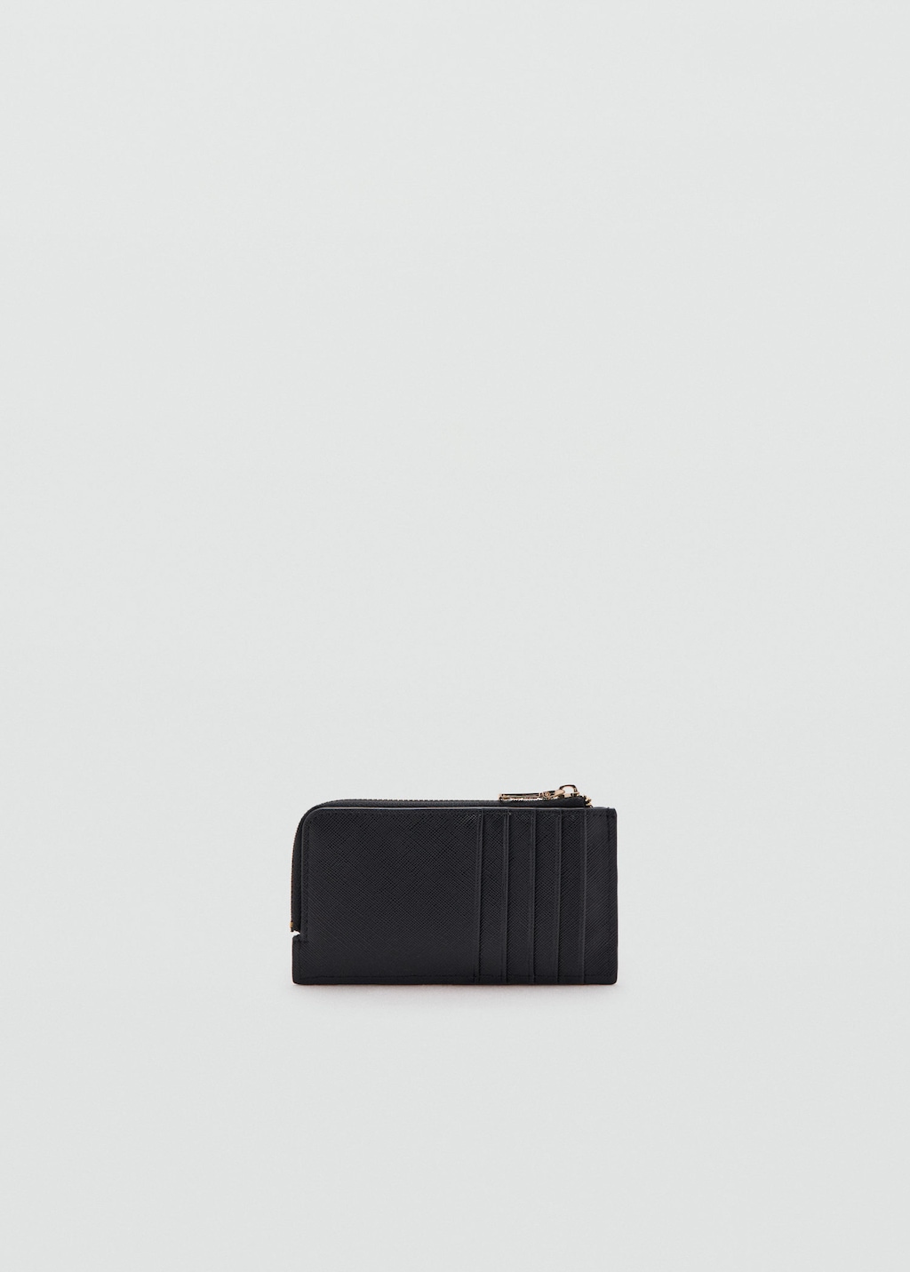 Mango Saffiano-effect Card Holder With Zip Black