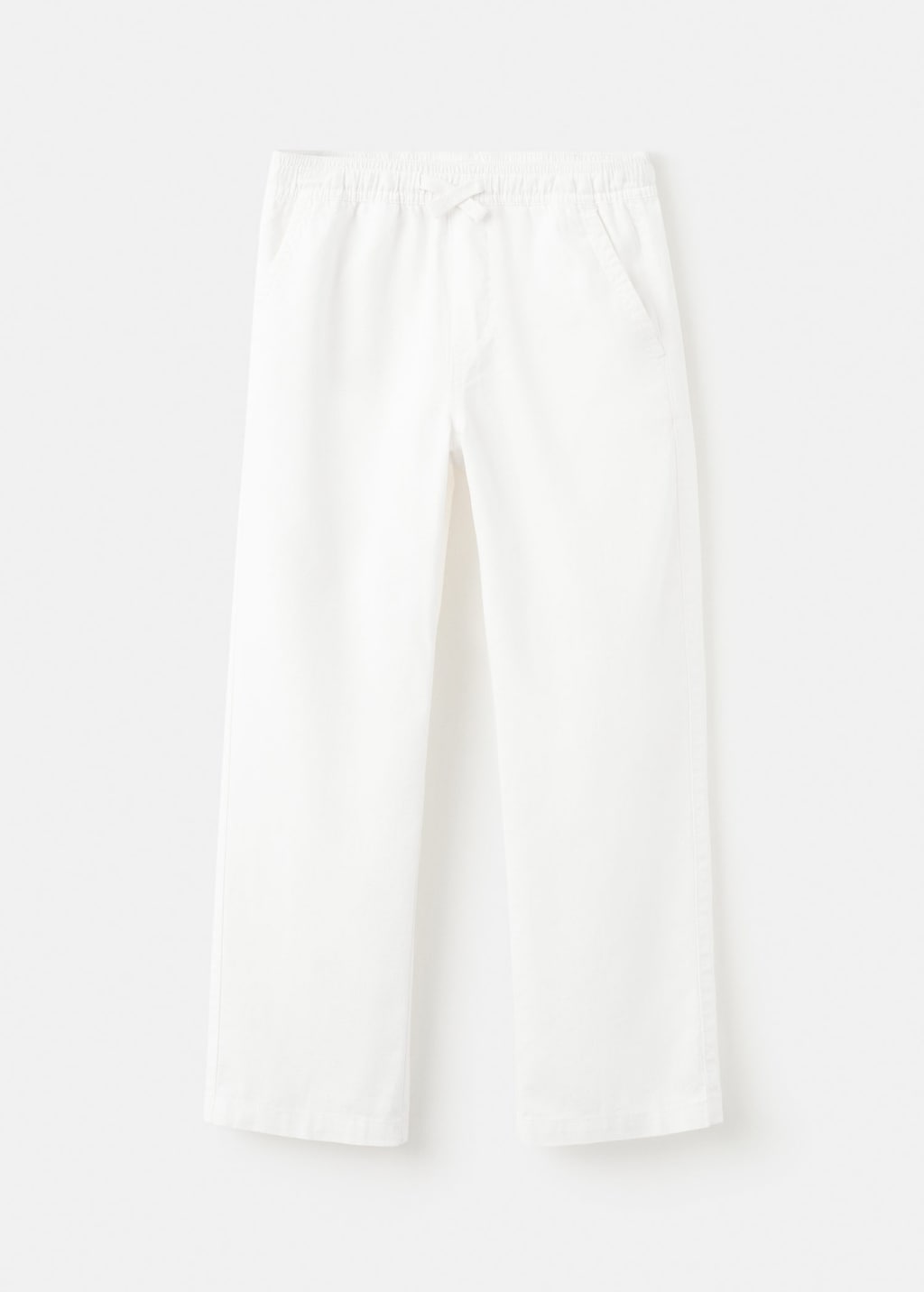 Mango Kids' Straight Linen-blend Trousers White