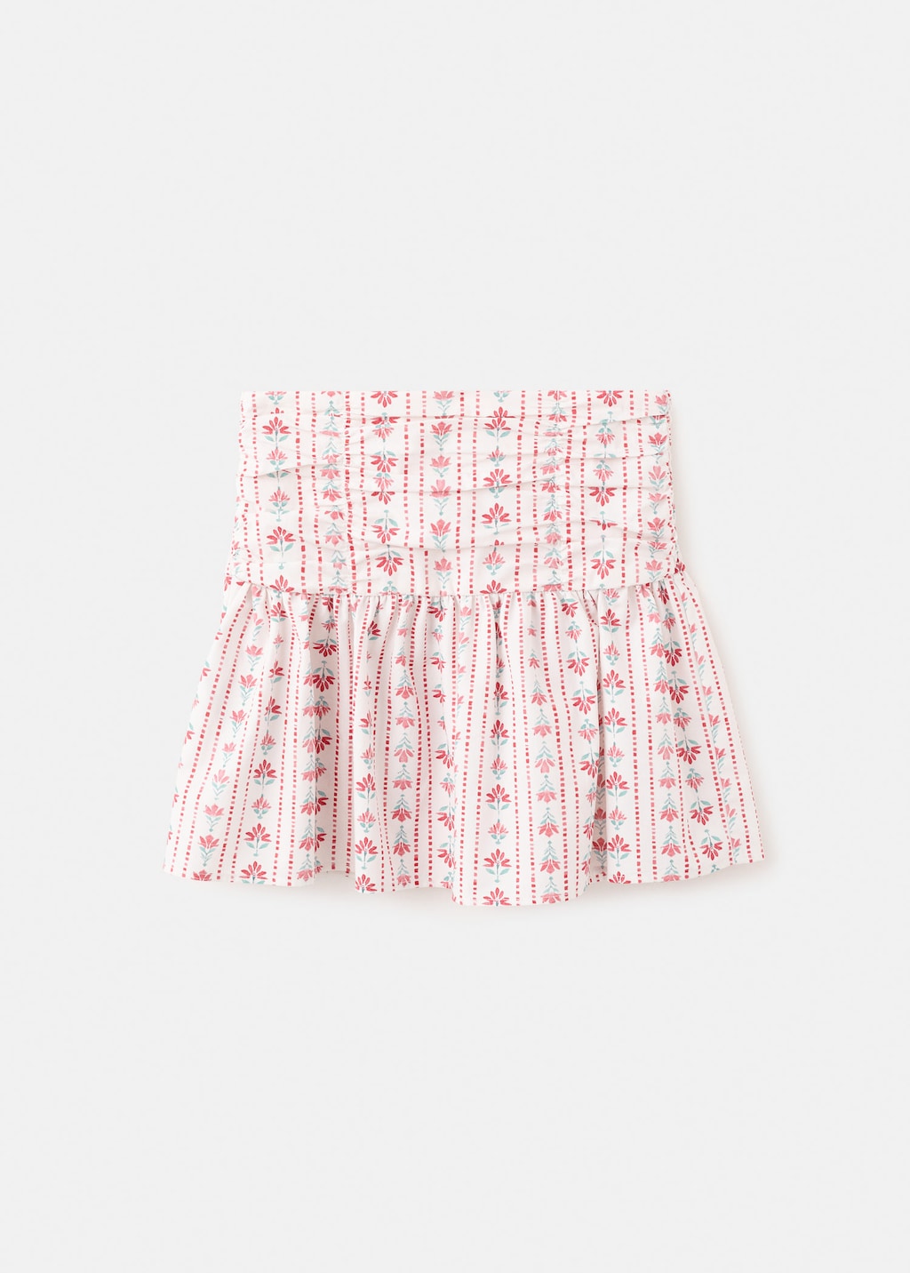 Mango Kids' Gathered Floral Skirt Red In Pink