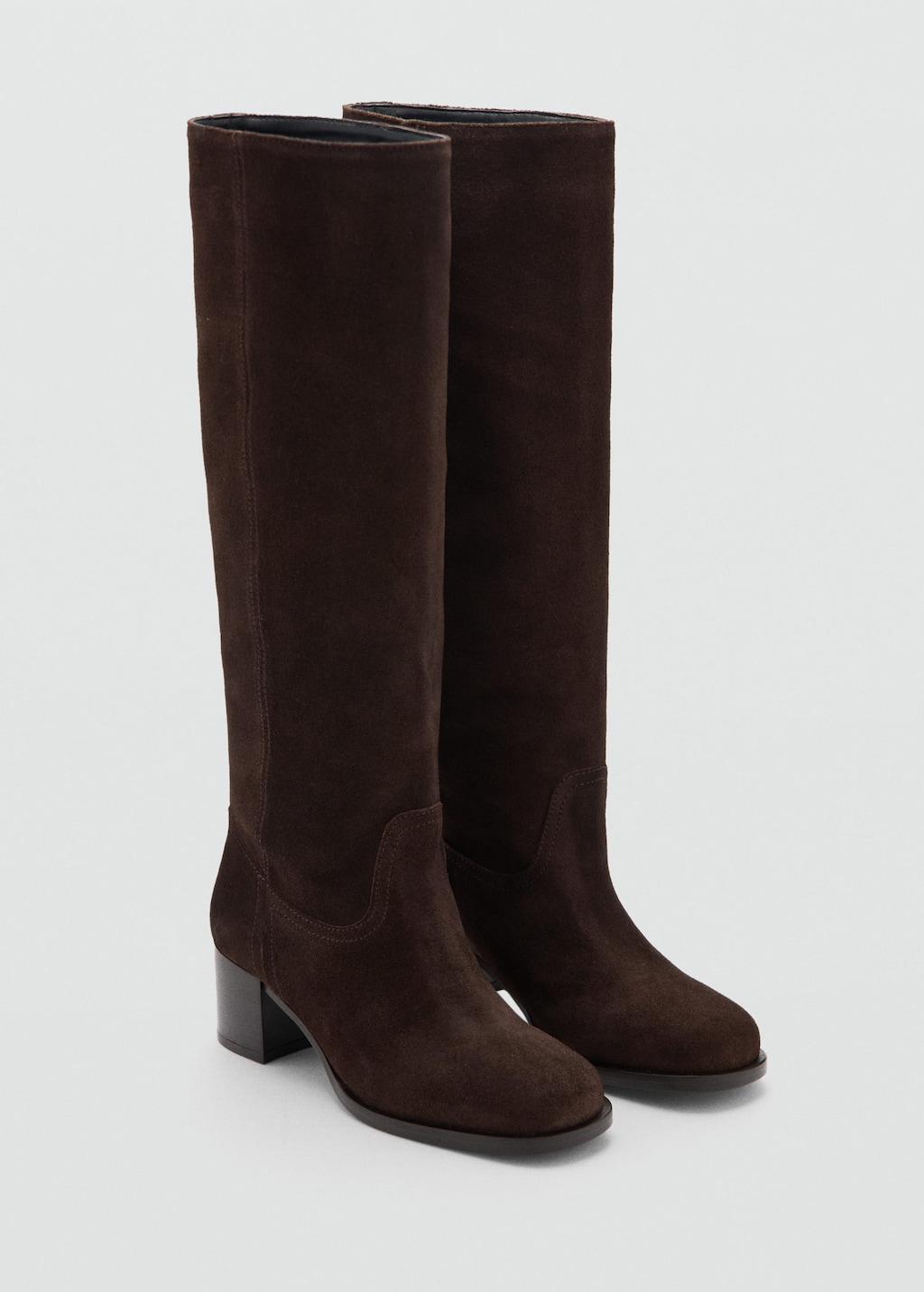Mango Heel Suede Boots In Brown