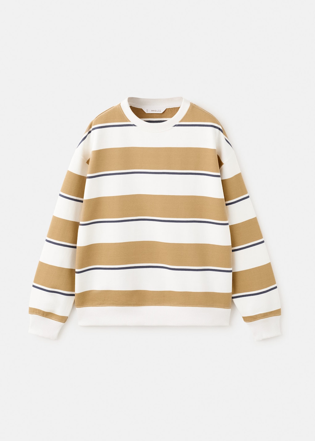 Mango Kids' 100% Cotton Striped Sweatshirt Ochre In Brown