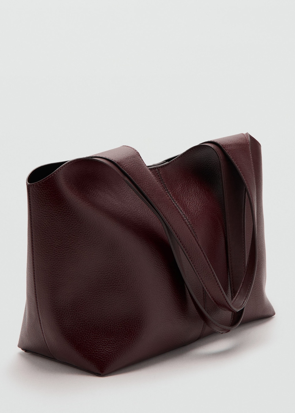 Mango Large Shopper Bag Burgundy