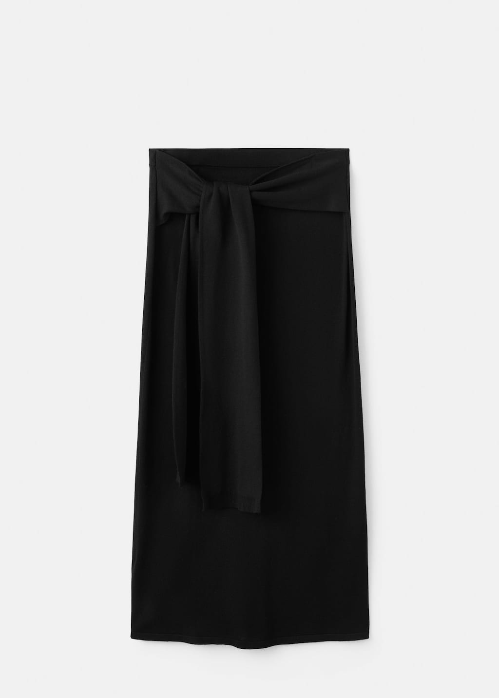 Mango Knitted Skirt With Knot Detail Black