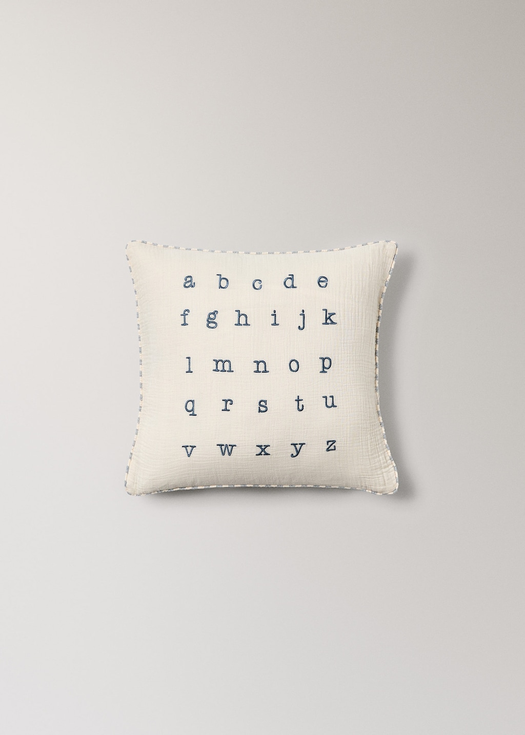 Mango Embroidered Alphabet Cushion Cover White