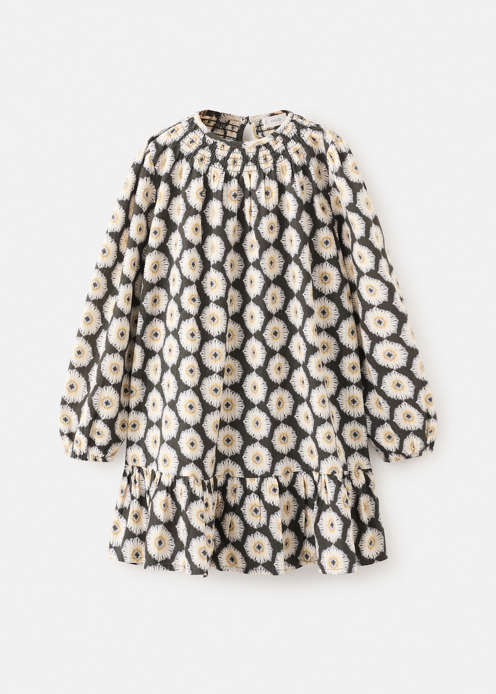 Mango Kids' Floral-print Flared Dress Charcoal In Neutral