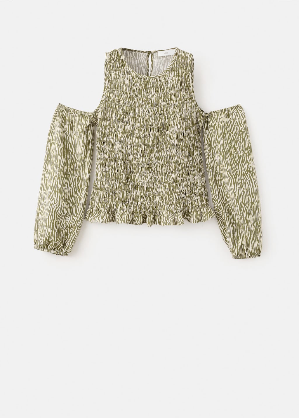 Mango Teen Ruched Cut-out Blouse Khaki In Green