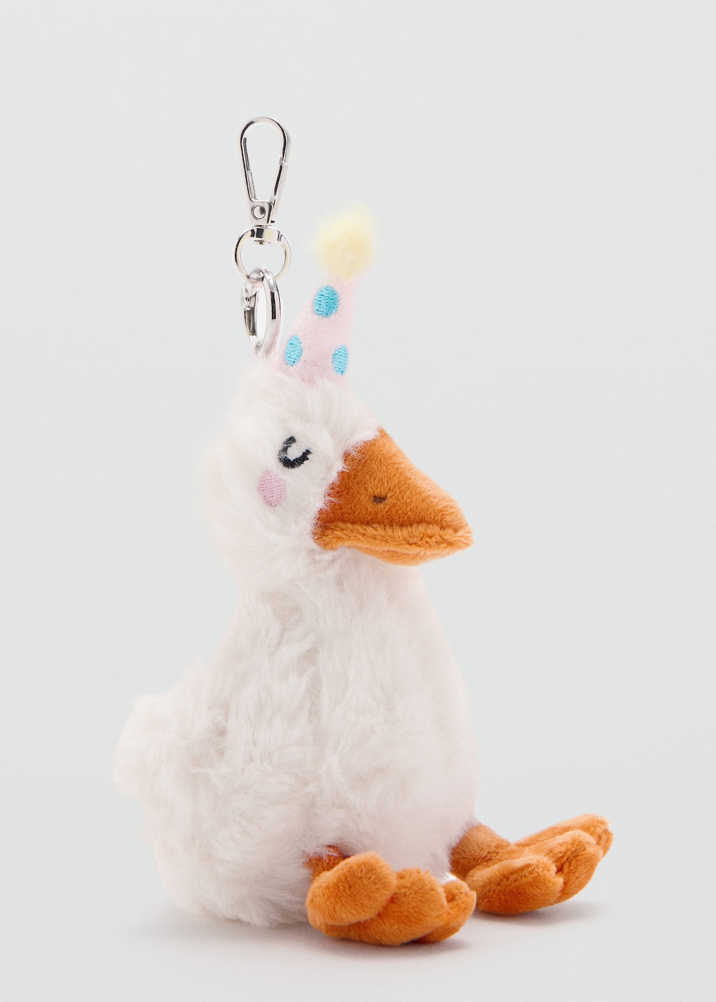 Mango Kids' Duck Keyring White In Pink