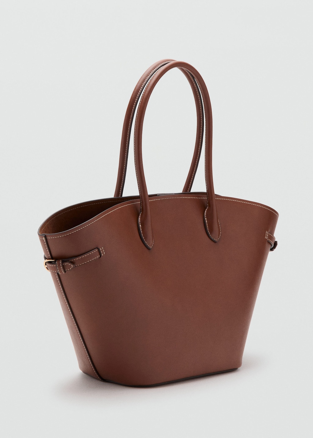 Mango Shopper Bag With Double Handle Leather In Brown