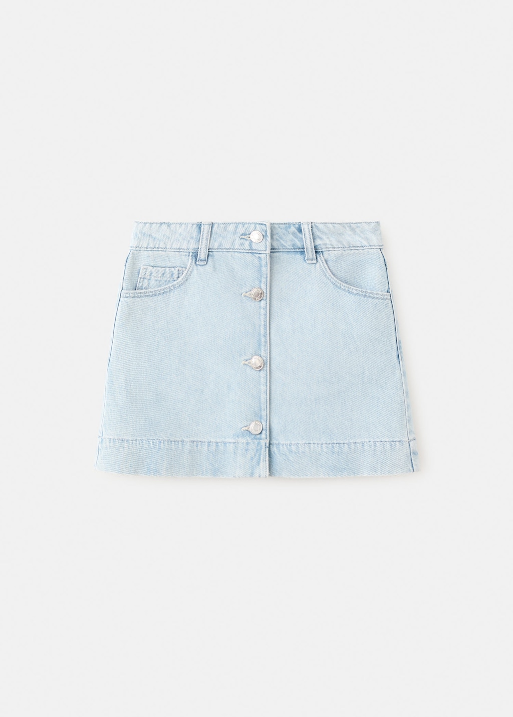 Mango Kids' Denim Cotton Skirt Light Blue