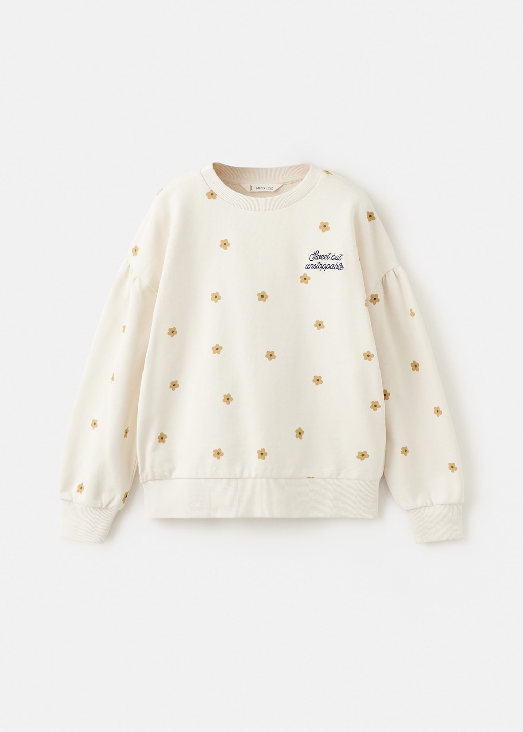 Mango Kids' Printed Cotton Sweatshirt Off White In Metallic