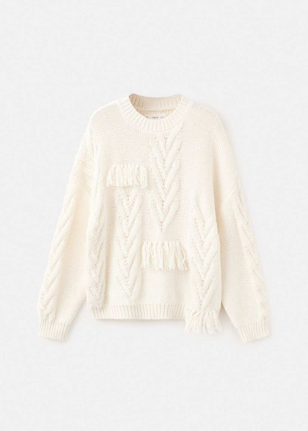 Mango Kids' Herringbone Knit Sweater Off White In Neutral