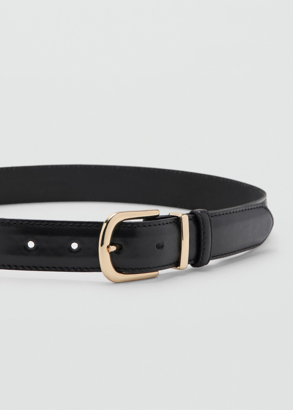 Mango Buckle Leather Belt Black