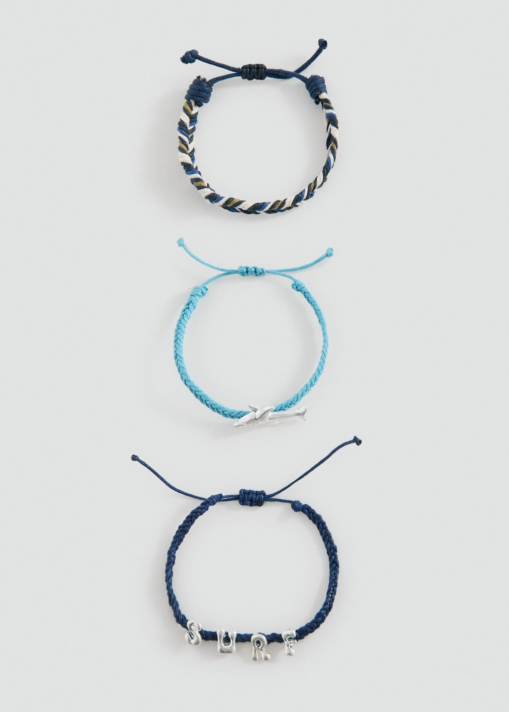 Mango Kids' Cord Bracelet Set Navy In Multi