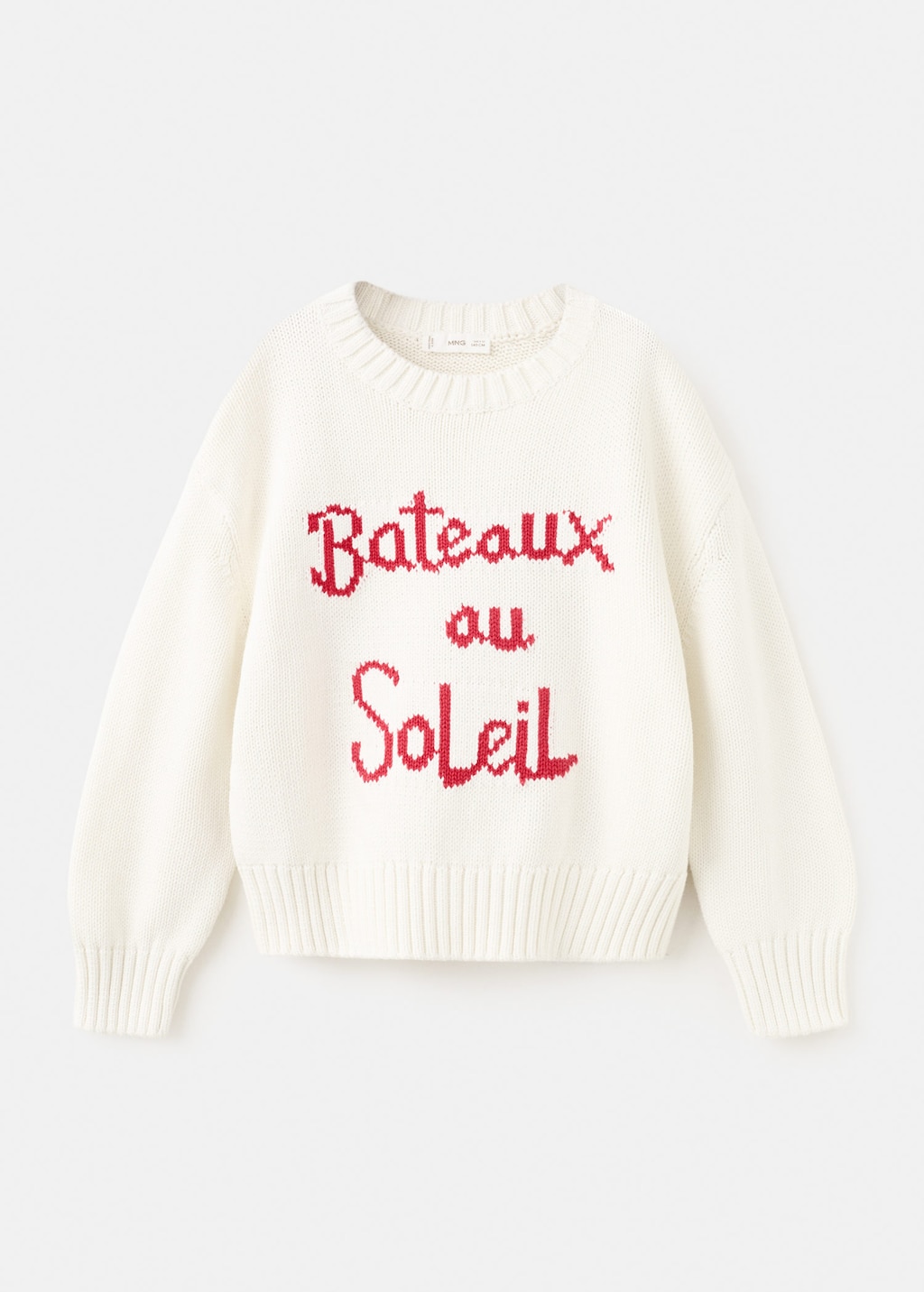 Mango Kids' Knit Embroidered Sweater Off White