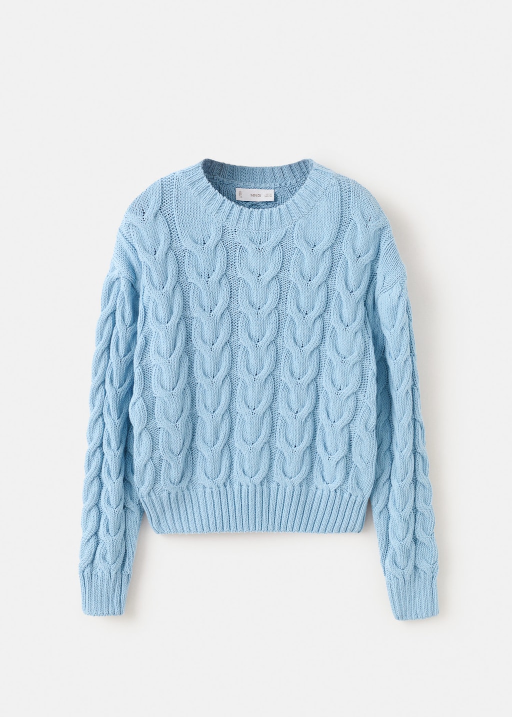 Mango Kids' Braided Knitted Sweater Sky Blue