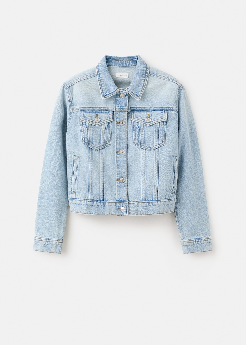 Mango Denim Jacket Pockets Medium Blue