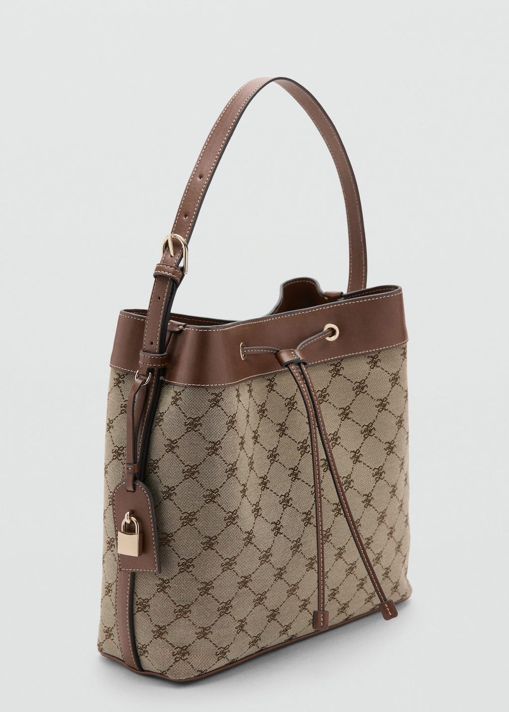 Mango Sac Seau Avec Logo Jacquard Marron Moyen - Femme - Taille Unique -  In Brown