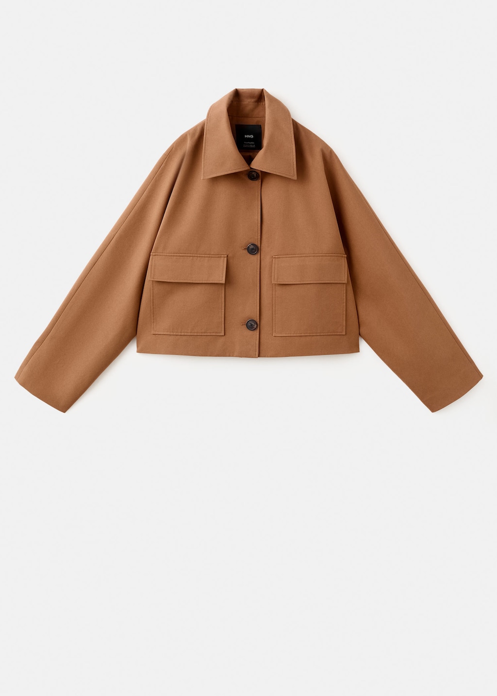 Mango Veste En Coton Poches Marron Moyen - Femme - Xxl -  In Brown