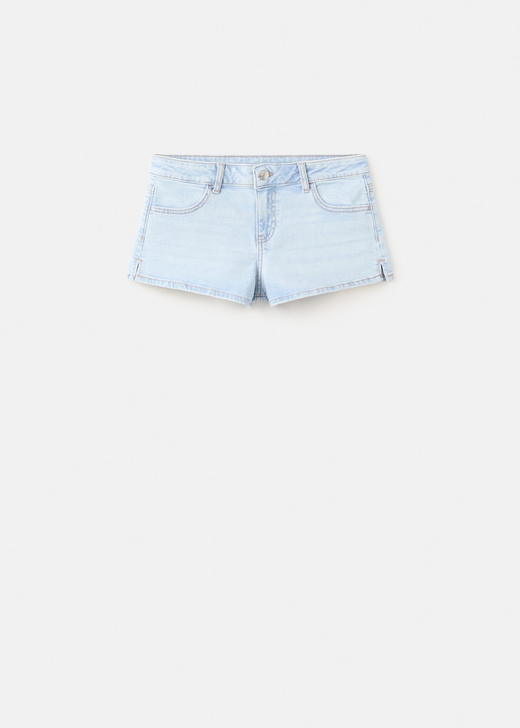 Mango Low Waist Denim Shorts Light Blue