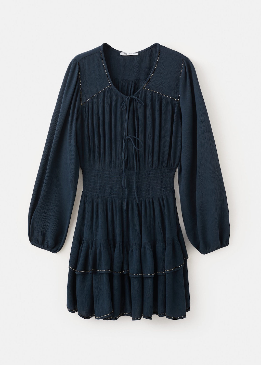 Mango Short Dress With Bead Detail Blue