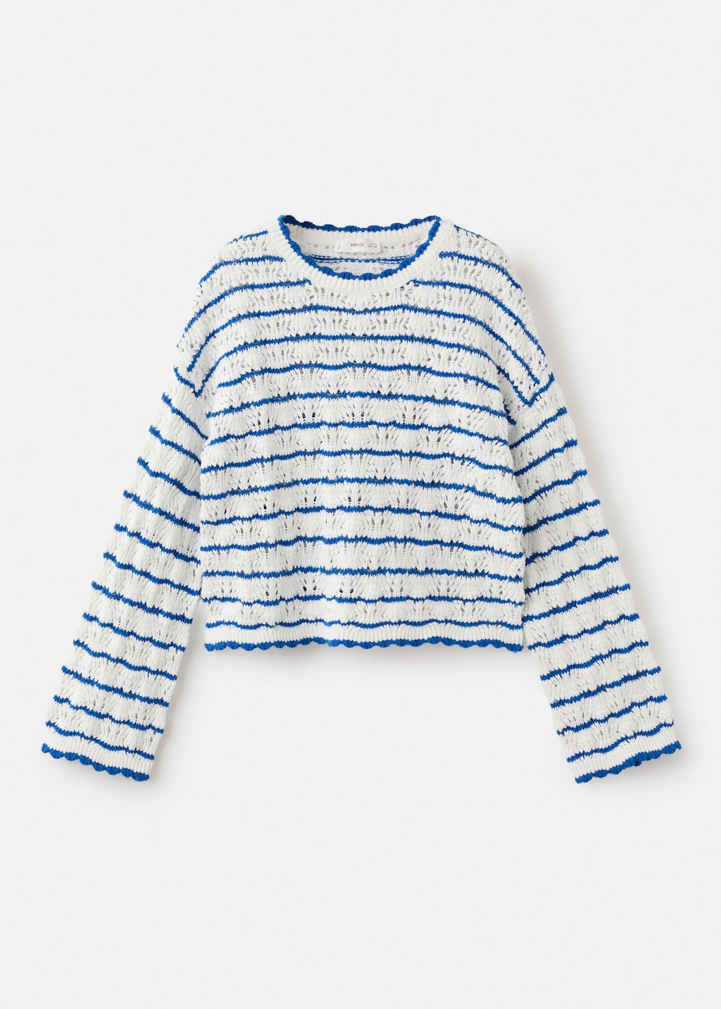Mango Pull-over Maille Ajourée Rayures Bleu Électrique - Enfants - 13-14 Ans -  Kids In Blue