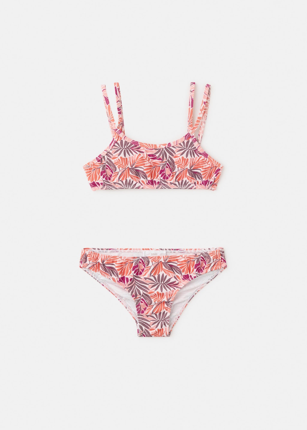 Mango Kids' Floral Print Bikini In Orange