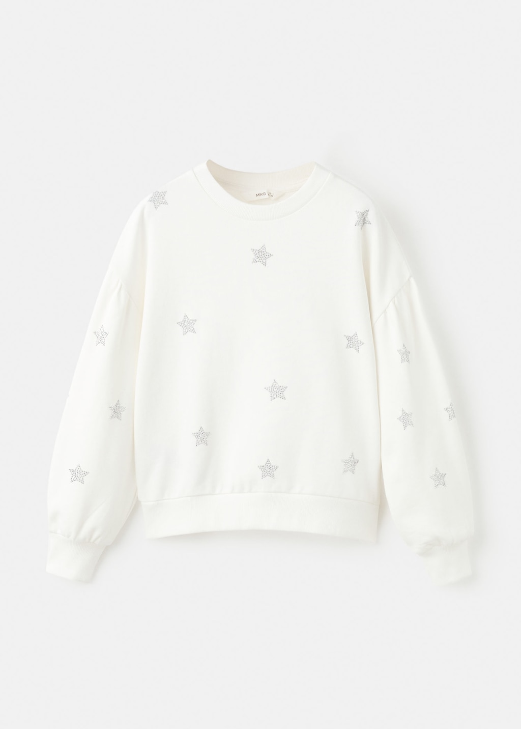 Mango Kids' Sweatshirt With Rhinestone Stars Off White