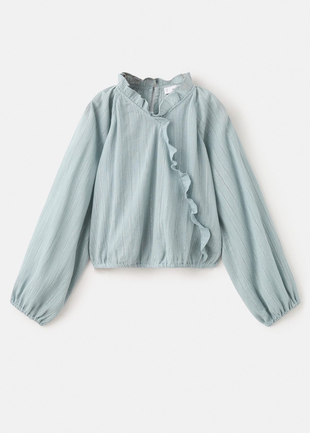 Mango Kids' Ruffled Lurex Blouse Blue