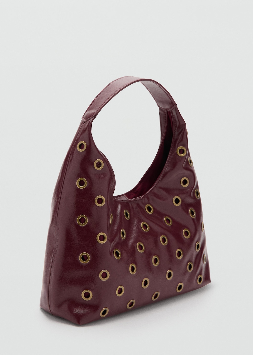 Mango Teen Studded Tote Bag Burgundy