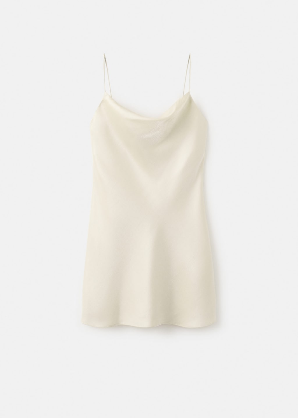 Mango Satin Dress With A Low-cut Neckline Ivory White In White