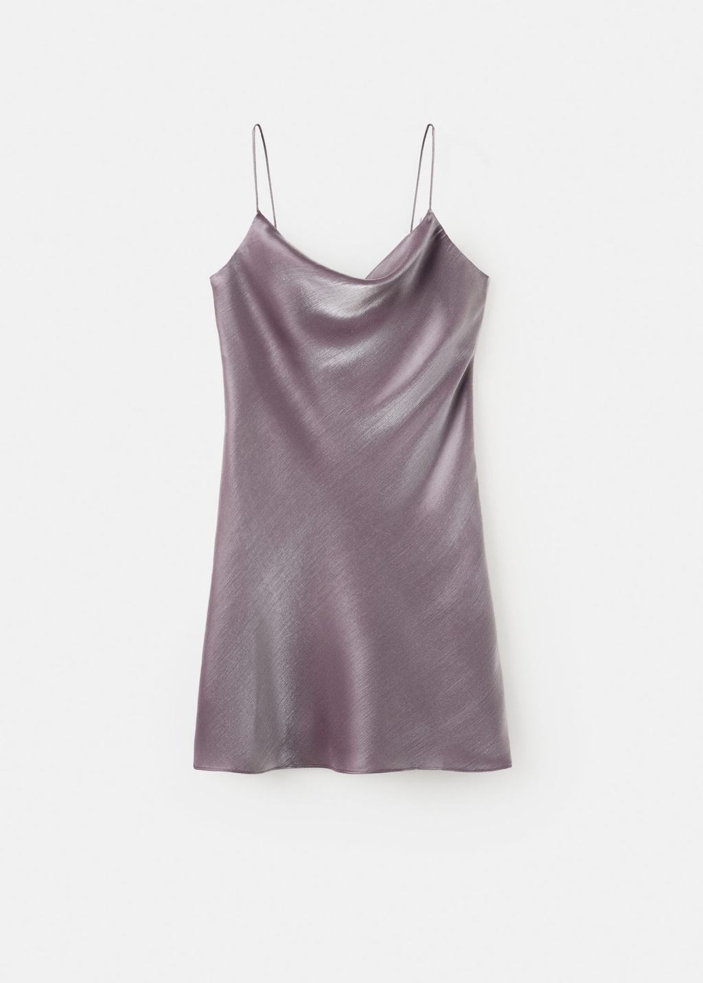 Mango Satin Dress With A Low-cut Neckline Medium Brown In Purple