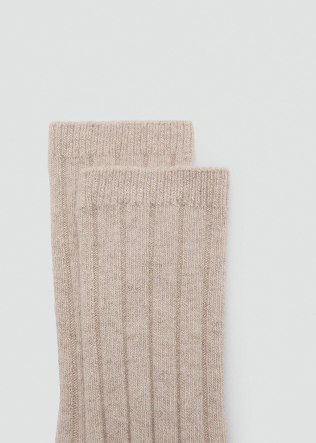 Mango Ribbed Wool Blend Socks Ecru In Sand