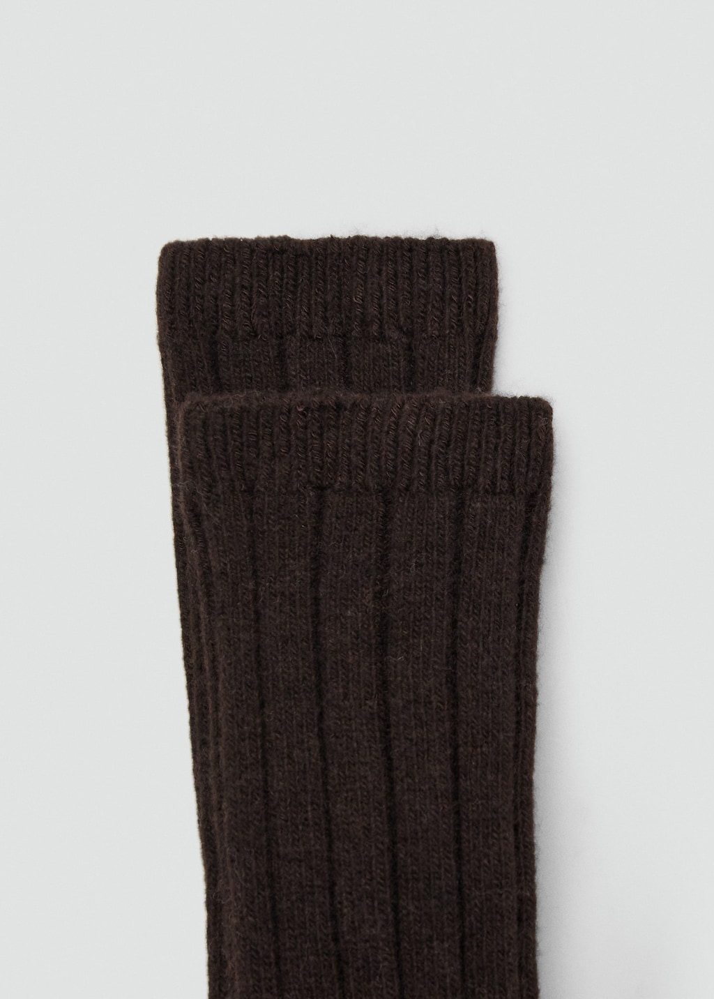 Mango Ribbed Wool Blend Socks Chocolate In Brown