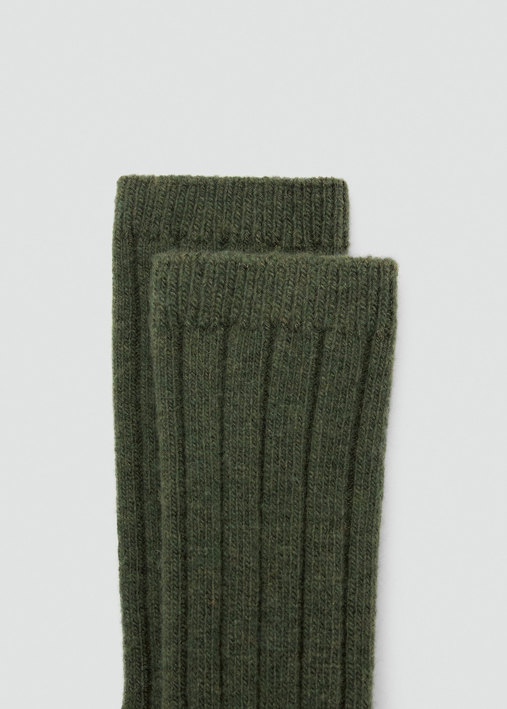 Mango Ribbed Wool Blend Socks Khaki In Blue