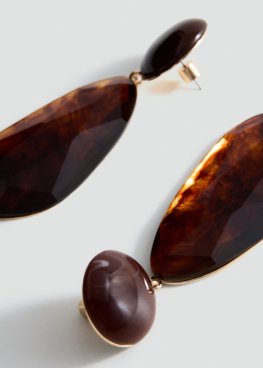 Mango Resin Pendant Earrings Brown