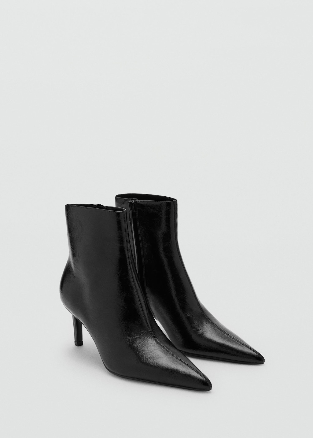 Mango Pointed Heel Ankle Boot Black