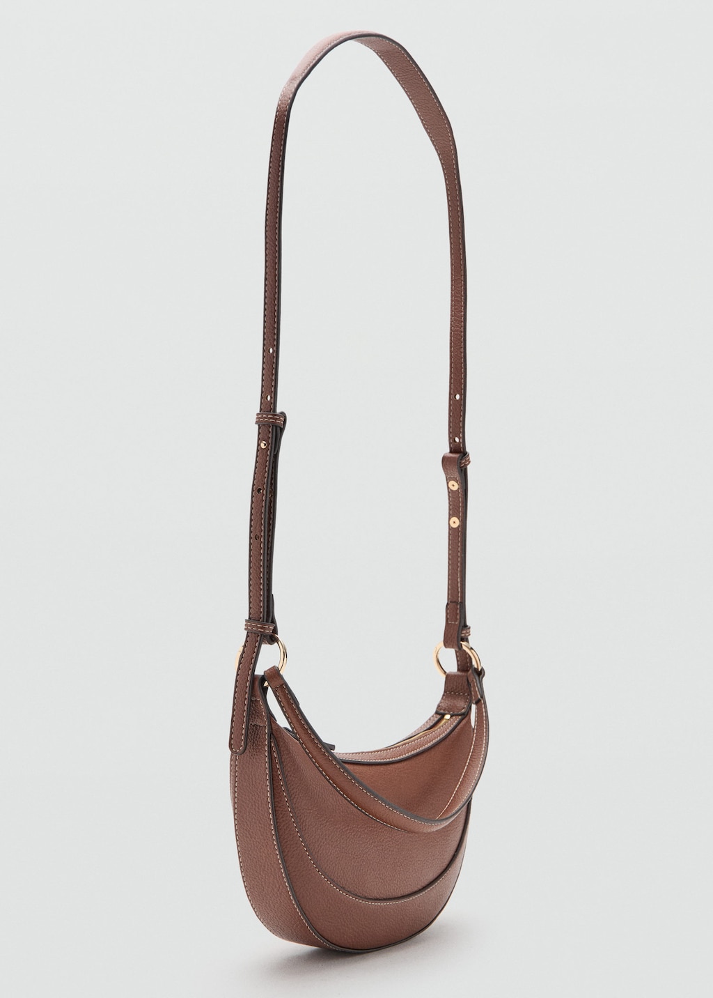 Mango Oval Shoulder Bag Leather In Brown